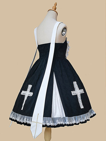 クラシカルロリータドレス フリル ノースリーブ クラシックロリータドレス ブラック