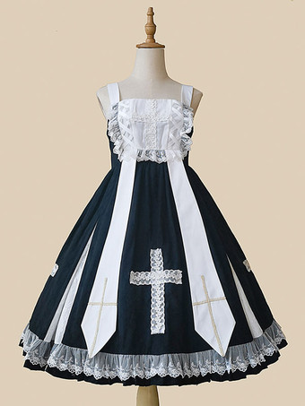 クラシカルロリータドレス フリル ノースリーブ クラシックロリータドレス ブラック