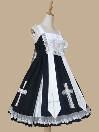 クラシカルロリータドレス フリル ノースリーブ クラシックロリータドレス ブラック
