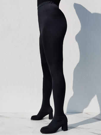 レディース パンツ シューズ ブラック スティレット ヒール オーバー ザ ニー ブーツ エラスティック ブーツ