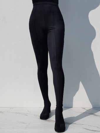 ブラック レディース パンツ シューズ ブラック スティレット ヒール オーバー ザ ニー ブーツ エラスティック ブーツ