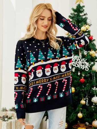 Frauen Pullover Sweater2024 Weihnachten Strickoberteile