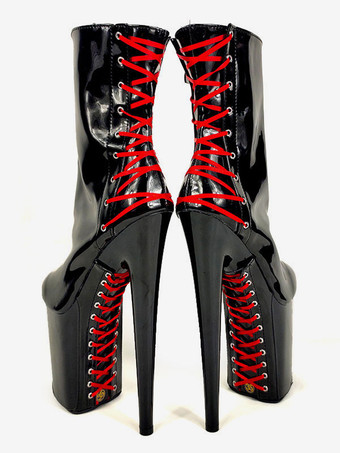 ポールダンスシューズ女性アンクルブーツスパンコール布黒ジッパーオープントゥハイプラットフォームハイヒールブーツ