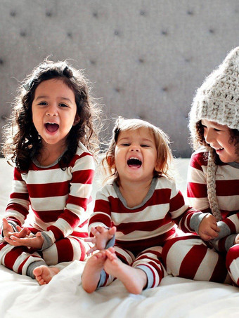 ファミリー クリスマスパジャマ 子供用 大人用 ポリエステル クリスマス柄 パンツ トップスセット