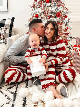 ファミリー クリスマスパジャマ 子供用 大人用 ポリエステル クリスマス柄 パンツ トップスセット