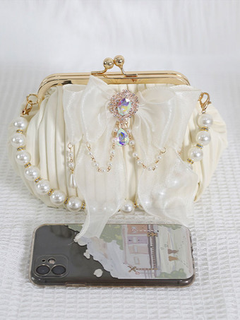 ロココ スタイル ロリータ バッグ ボウ ブラック ラインストーン パール アクセサリー ポリエステル ロリータ アクセサリー