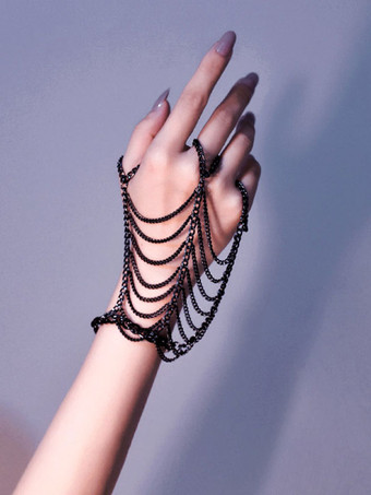 ブラック スチームパンク ロリータ アクセサリー シルバー チェーン メタル アクセサリー その他