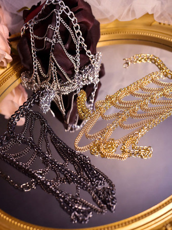 スチームパンク ロリータ アクセサリー シルバー チェーン メタル アクセサリー その他