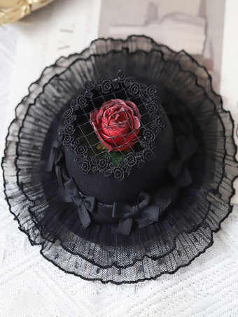 ROCOCO スタイル ロリータ ハット エクリュ ホワイト ローズ フリル アクセサリー ロリータ アクセサリー