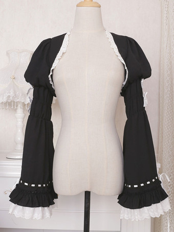 ロリータドレス ティーパーティースタイル ロリータスカート フリル ノースリーブ ポリエステル 甘い ブラック