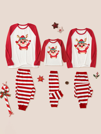 クリスマス マッチングファミリーパジャマ 大人用 子供用 ポリエステル クリスマス柄 トップス パンツ