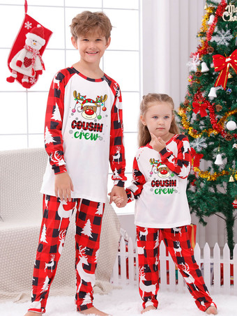 クリスマス マッチングファミリーパジャマ 大人用 子供用 ポリエステル クリスマス柄 トップス パンツ