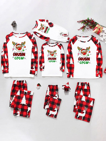 クリスマス マッチングファミリーパジャマ 大人用 子供用 ポリエステル クリスマス柄 トップス パンツ