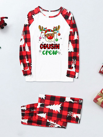 クリスマス マッチングファミリーパジャマ 大人用 子供用 ポリエステル クリスマス柄 トップス パンツ