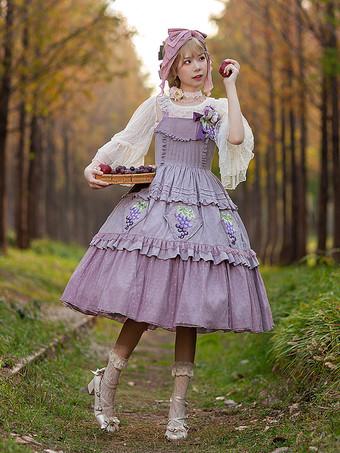 Sweet Girls Purple Sleeveless Flower Lolita Dress  – Grandado