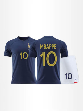 Les Bleues フットボール シャツ 番号 10 MBAPPE フランス チーム スポーツウェア メンズ 4 ピース 半袖 ブルー