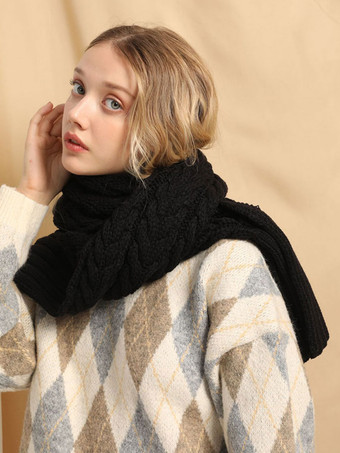 ブラック 女性の冬の暖かいアクセサリーのためのスカーフ ワインレッド