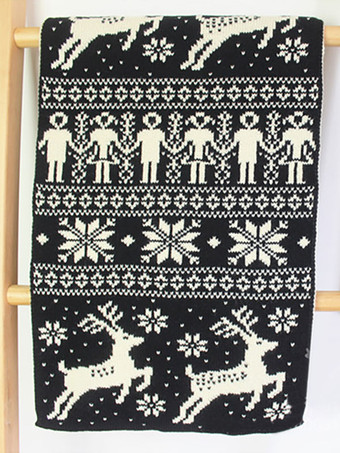 ブラック 女性用スカーフ クリスマス柄 冬用 暖かいアクセサリー