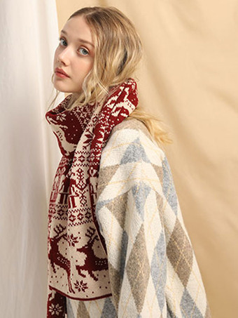 女性用スカーフ クリスマス柄 冬用 暖かいアクセサリー