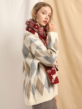 女性用スカーフ クリスマス柄 冬用 暖かいアクセサリー