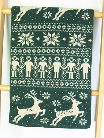 ダークグリーン女性用スカーフ クリスマス柄 冬用 暖かいアクセサリー