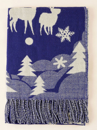 スカーフ レディース ファッション クリスマス柄 フリンジ 冬 暖かい アクセサリー