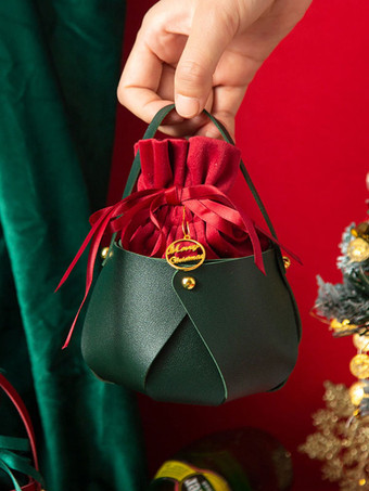 ダークグリーンレディース バッグ バーガンディ コーデュロイ ラウンド リング ハンドル ツートーン メタル ディテール レースアップ クリスマス バッグ