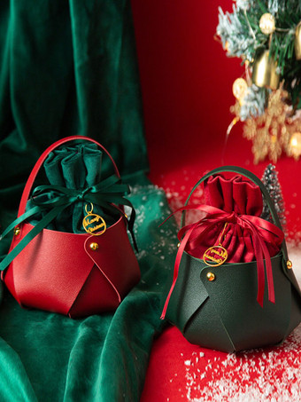 レディース バッグ バーガンディ コーデュロイ ラウンド リング ハンドル ツートーン メタル ディテール レースアップ クリスマス バッグ