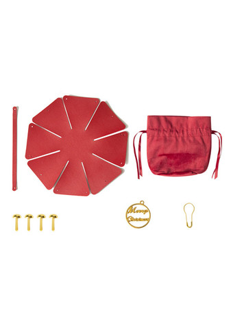 レディース バッグ バーガンディ コーデュロイ ラウンド リング ハンドル ツートーン メタル ディテール レースアップ クリスマス バッグ