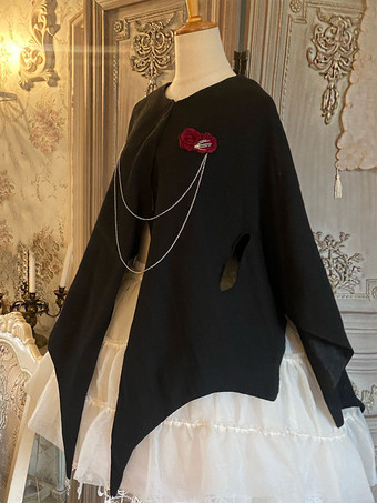 ハロウィン ゴシックロリータドレス ローズ フリル ブラック ブラック