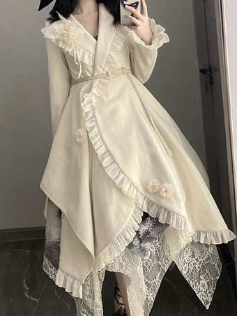 ゴスロリ コート ブラック フリル ポリエステル オーバーコート コート 秋ロリータ Outwears