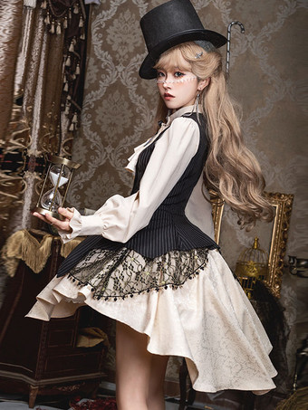 ゴシックロリータドレス レース フリル ブラック ブラック