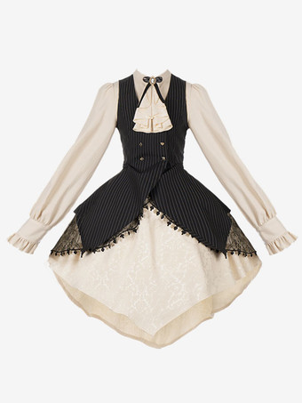 ゴシックロリータドレス レース フリル ブラック ブラック