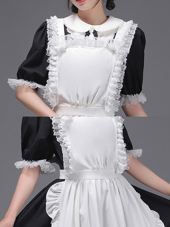 黒のレトロな衣装女性のフリル マリー ・ アントワ ネット衣装ポリエステル チュニック帽子ドレス ヴィンテージ パーティー ウエディング ドレス