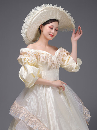 シャンパン レトロコスチューム フリル マリー・アントワネット コスチューム ポリエステル ドレス 女性用 ヴィンテージ チュニック 古着