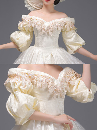 シャンパン レトロコスチューム フリル マリー・アントワネット コスチューム ポリエステル ドレス 女性用 ヴィンテージ チュニック 古着