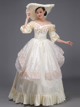 シャンパン レトロコスチューム フリル マリー・アントワネット コスチューム ポリエステル ドレス 女性用 ヴィンテージ チュニック 古着