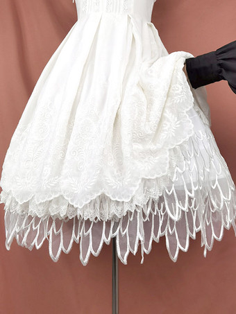 甘いロリータ ペチコート ポリエステル ゴシック ロリータ ペチコート 女性用 ホワイト レース ロリータ アンダースカート