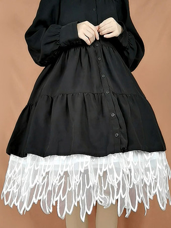 甘いロリータ ペチコート ポリエステル ゴシック ロリータ ペチコート 女性用 ホワイト レース ロリータ アンダースカート