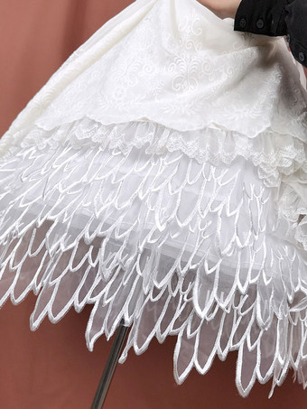 甘いロリータ ペチコート ポリエステル ゴシック ロリータ ペチコート 女性用 ホワイト レース ロリータ アンダースカート