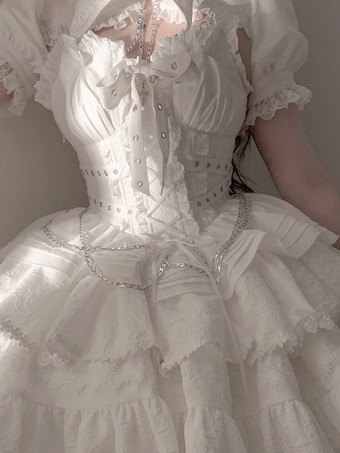 ゴシックロリータサスペンダードレスとカバーアップツーピーススーツレーストリム半袖レイヤードパフィーショートドレス