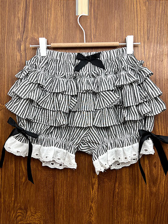 Sweet Lolita Bloomers Ruffles Pantaloncini Lolita neri larghi