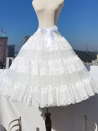 甘いロリータ ペチコート ポリエステル レース ホワイト ロリータ スカート