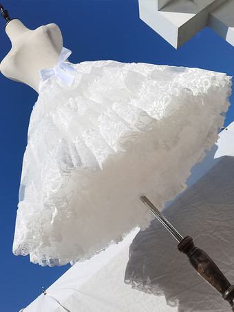 甘いロリータ ペチコート ポリエステル レース ホワイト ロリータ スカート