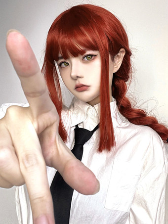 ROCOCO スタイル ロリータ ウィッグ オレンジ レッド ロング ポリエステル繊維 ロリータ アクセサリー