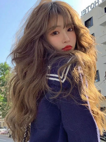 ライトブラウンROCOCO スタイル ロリータウィッグ ライトブラウン ロング耐熱ファイバー ロリータ アクセサリー