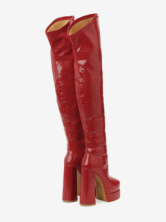 Black Over The Knee Boots Women Platform Chunky Heel Thigh High Boots