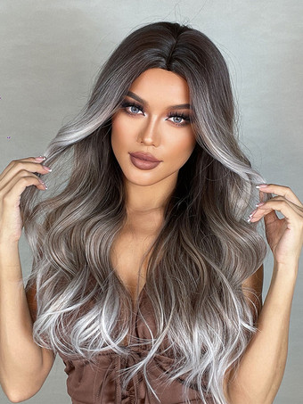 女性のための長いかつらオンブルカーリーフェミニン乱れた長い合成かつら