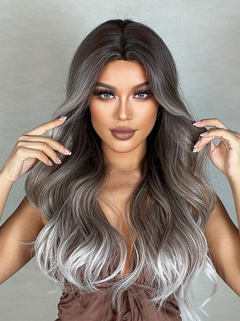 女性のための長いかつらオンブルカーリーフェミニン乱れた長い合成かつら