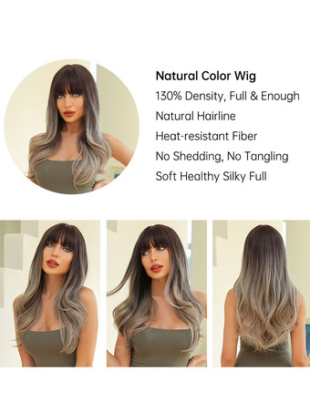 女性ロング ウィッグ オンブル カーリー エレガント ハイライト ヘア ロング 合成ウィッグ